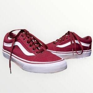 Vans Old Skool Low Top Canvas Maroon Red Skateboarding Shoes Size M 6/WMN 7.5